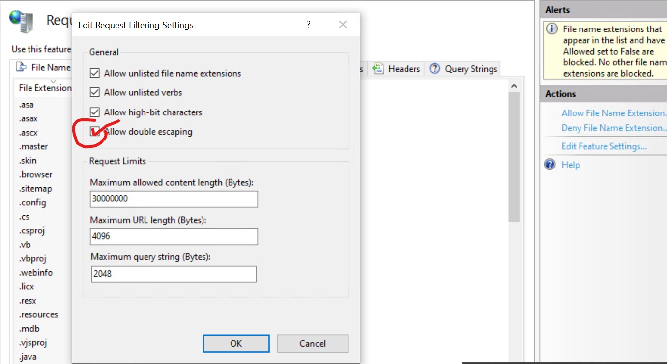 Enable Request Filtering in IIS